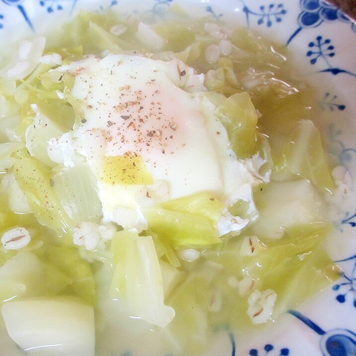 キャベツと卵と押し麦のスープ レシピ 作り方 By Mococo05 楽天レシピ